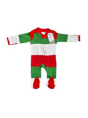 NWT | Honest Baby Organic Cotton Holiday Sleeper | Festive Stripe | Red Green Wh